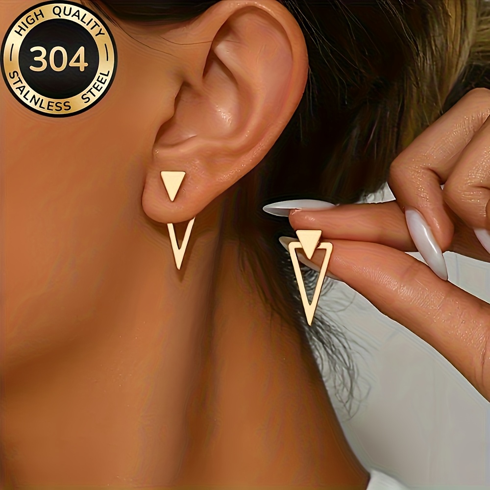 E-shop Hochwertige hypoallergene goldene Ohrstecker aus Edelstahl, farbecht, schlicht elegant, modische Damenohrringe geeignet für den oder Partys,