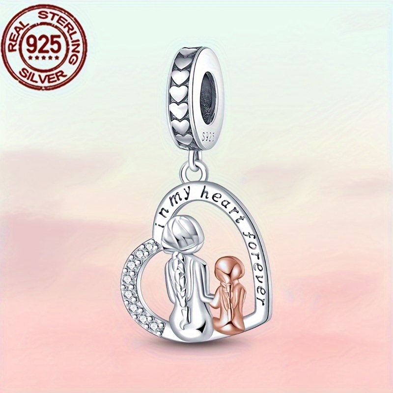 

Authentic S925 Sterling Silver Thanksgiving Day Love Mother Daughter Pendant Suitable For Diy Women's Bracelets, Necklaces, Beads, Fashion Jewelry, Holiday Gifts, Engagement Gifts, Weight 2 Grams