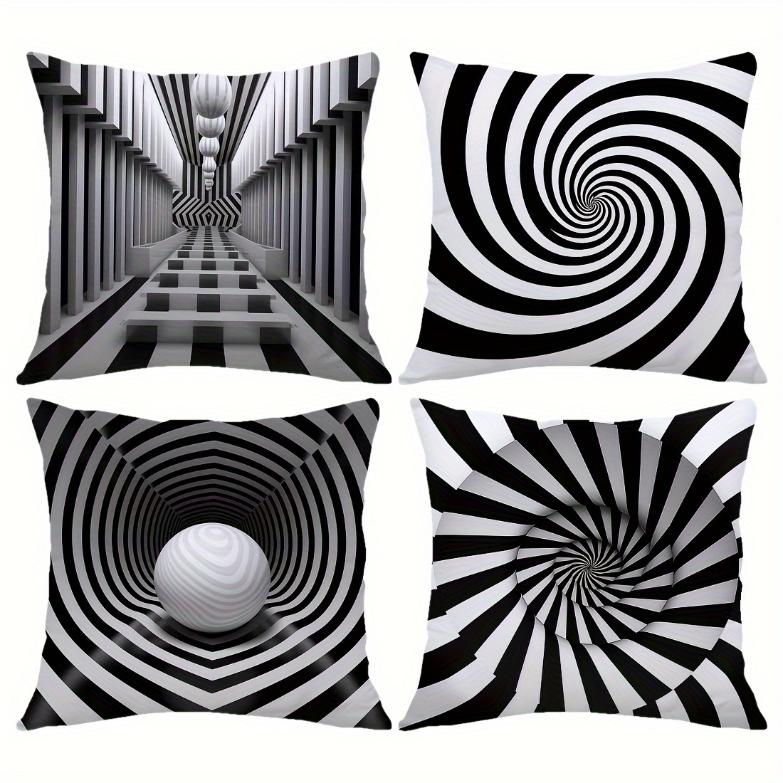 

4pcs, Visual Illusion Sense Space Four-piece Set, Double-sided Peach Skin Velvet Throw Pillow Cover, Home Comfortable Pillow Cover, Cushion Cover For Living Room Bedroom Sofa