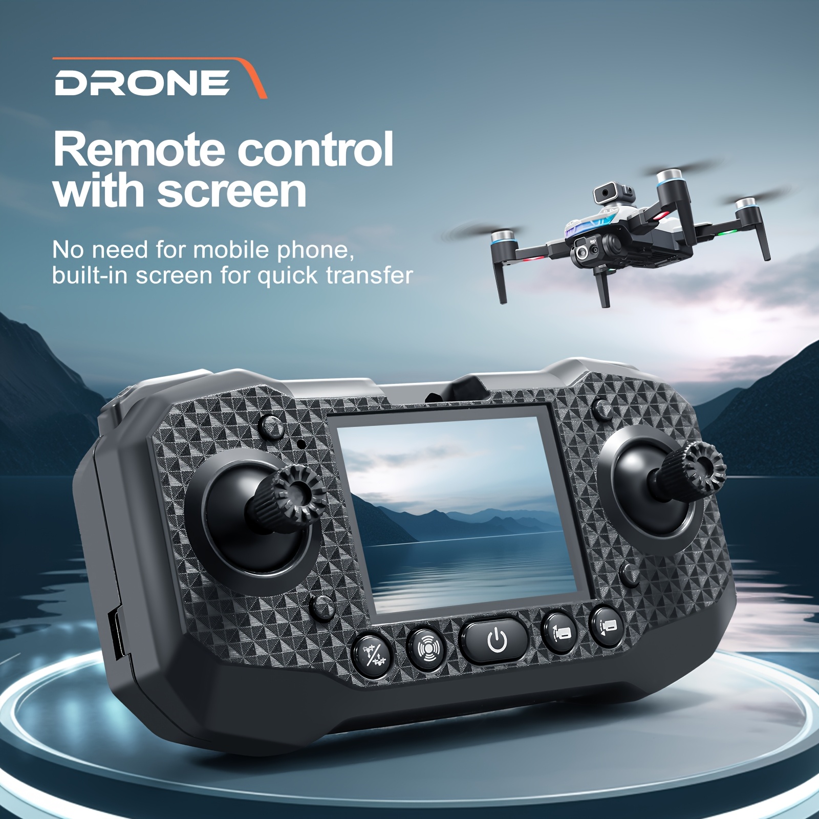 DROONE S160 Drone with Screen Remote, Adjustable Dual Cameras, Brushless Motors, Optical Flow Positioning & LED Night Lights - Perfect Christmas Gift for Beginners, Black