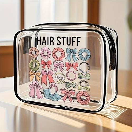 a transparent casual handbag suitable for men and women which used as a makeup pouch toiletry bag storage pouch or other small transparent bags for easy carrying a toiletry bag with zipper closure and a carry handle a travel airport