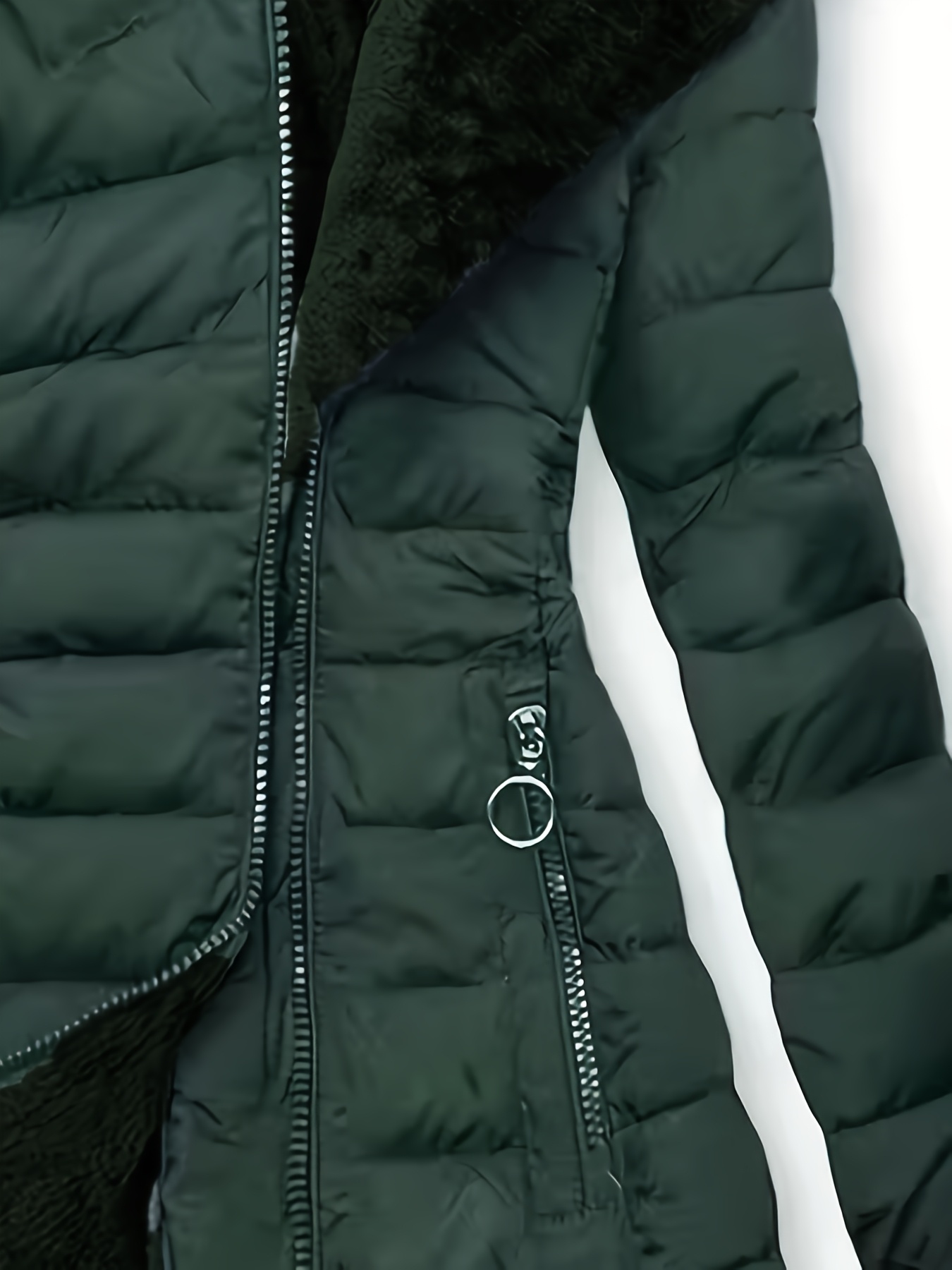 Dames Lange Fleece Gevoerde Jas - Dikke Winterjas met Zakken, Elegante Effen Kleur, Regular Fit voor Koud Weer