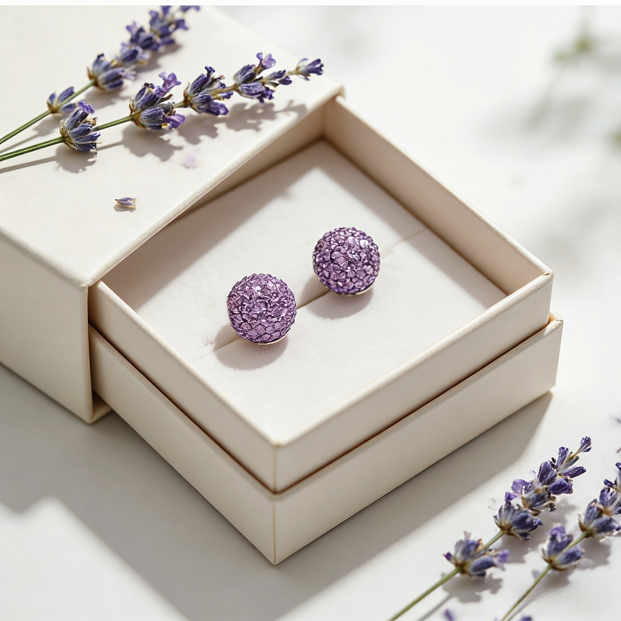 Lavender and Pink Rose Stud Earrings, Unique Macaron Design
