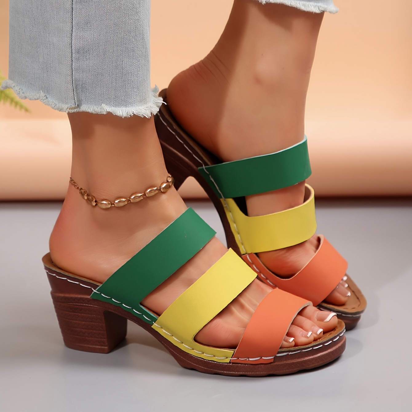 Sandali Eleganti Sandali Colorati Con Zeppa Sandali Eleganti Sabot