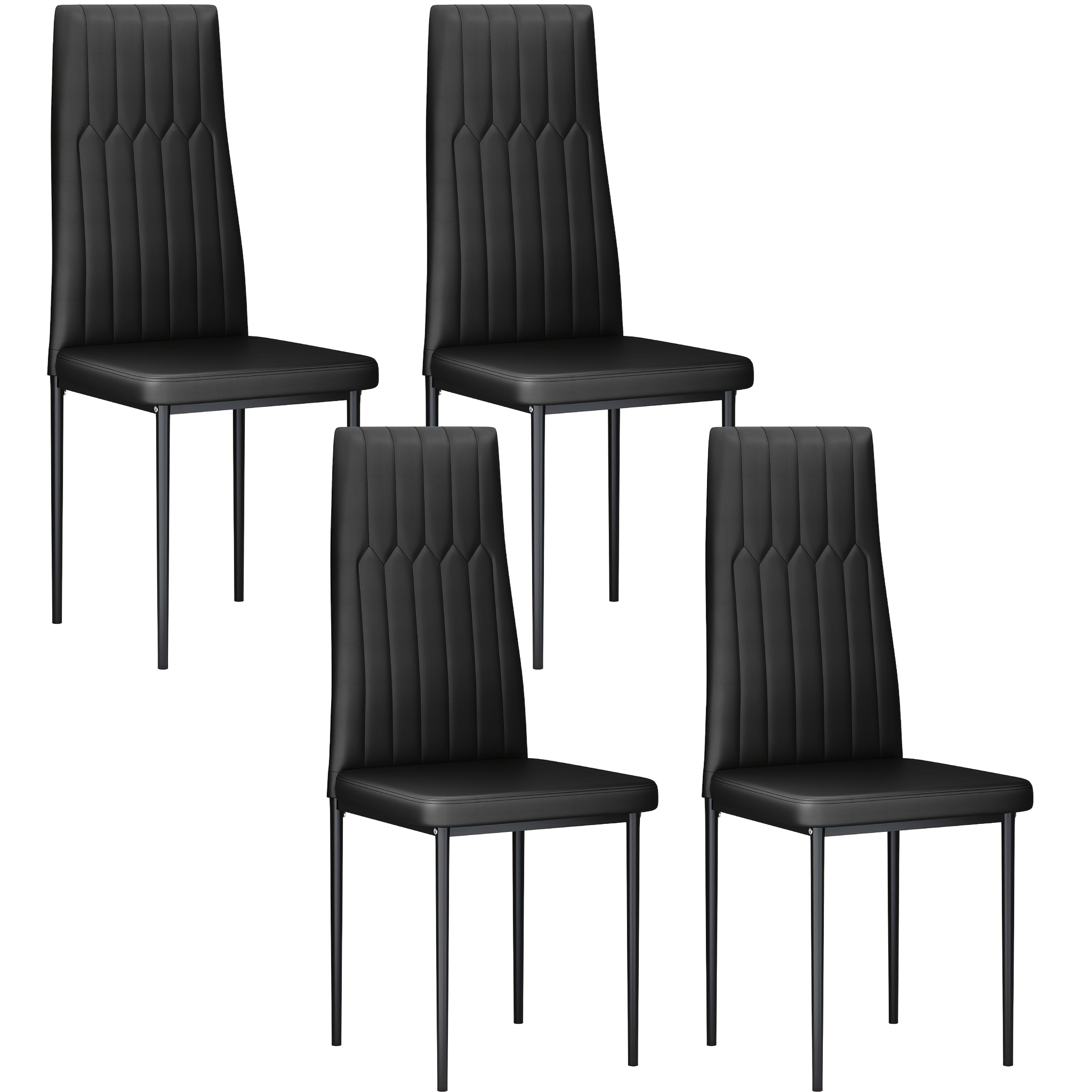 Image of 4/6pcs Dining Chairs, Kitchen Chairs With High Backrest, Pvc, Modern Upholstered Dining Chair, For Kitchens, Dining Rooms, And Living Rooms, Support Up To 120 Kg