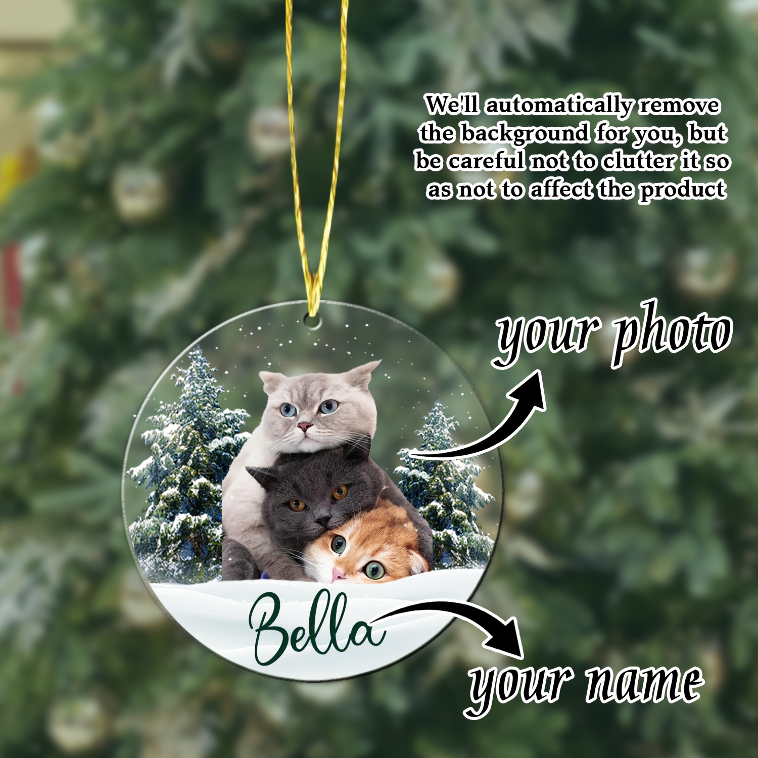 

1pc/3pcs Personalized Acrylic Christmas Ornaments, Custom Photo & Text Pendant, Hd Printed, Fade-resistant, Ideal Holiday Gift For