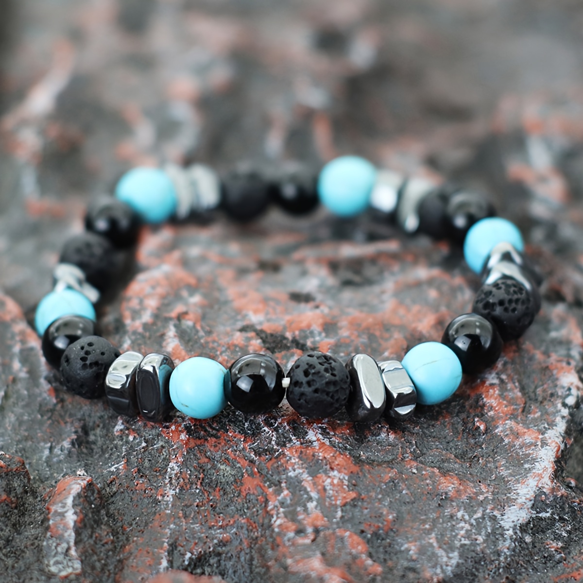 Men's Handmade Hematite Beads Bracelet, Fashion Accessory