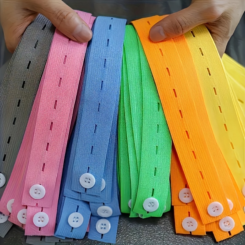 

50-pack Bands With Buttons - Adjustable Organizing Straps For Clothes, Luggage, Drawer & - Space Saver For Bed Sheets - Assorted Colors