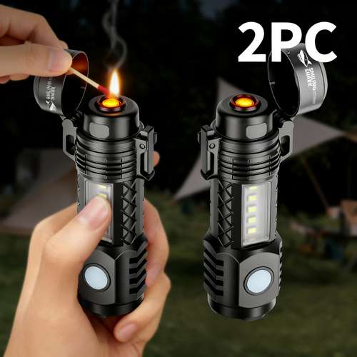 2-Pack USB Rechargeable COB LED Work Lights – Portable Floodlights For Camping, Emergency, Or Home (300 Lumens, IP55)