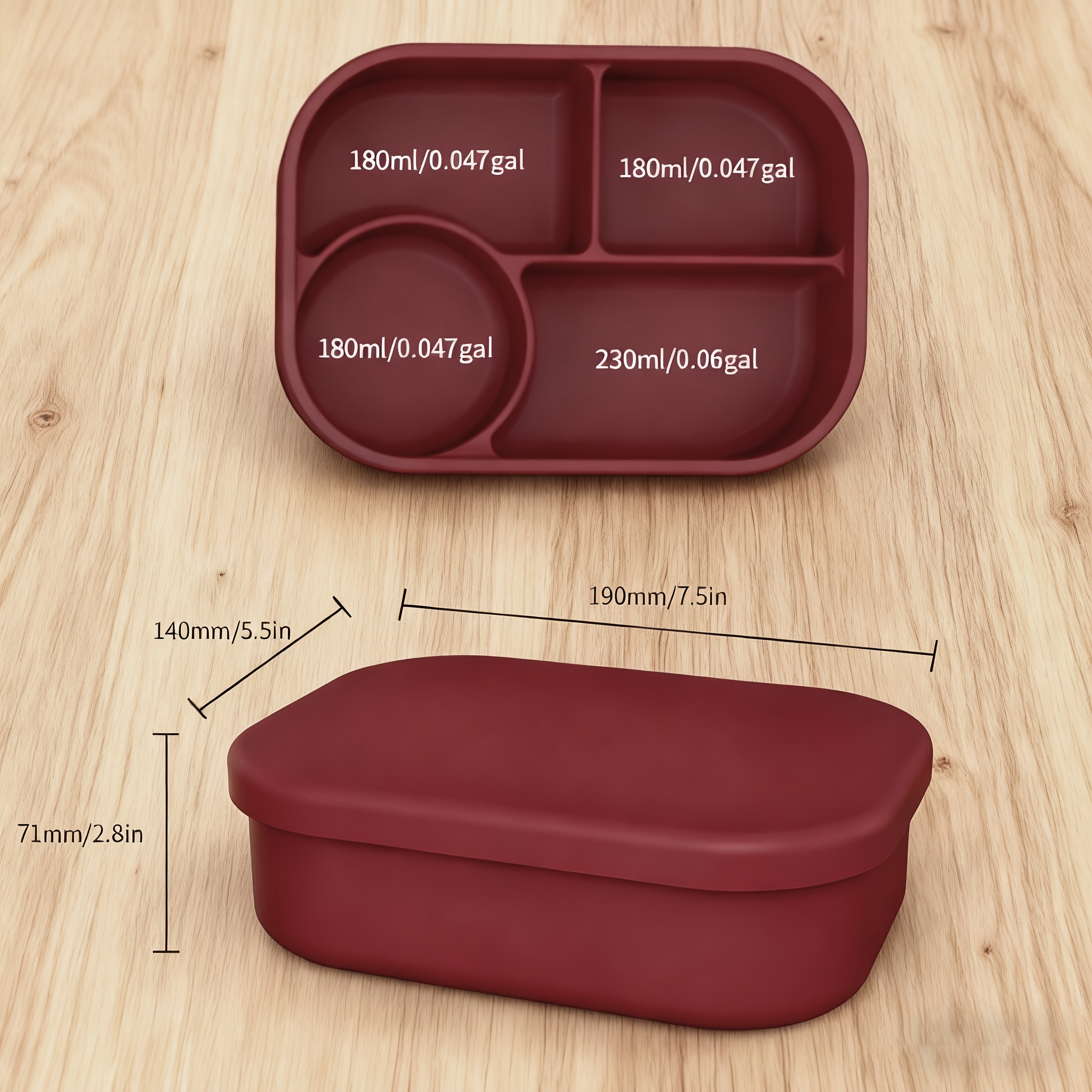 1pc microwave safe silicone bento box heat and anti scalding easy to handle without burning hands compartmentalized design prevents flavor mixing       experience