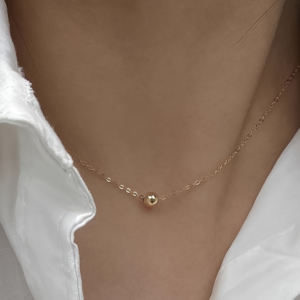 1 Simple Stainless Steel Ball Pendant Necklace, Women's Daily Layering Accessory Gift