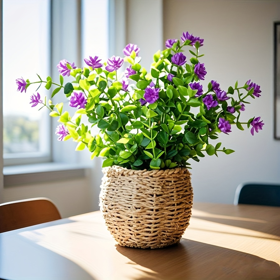 Image of A Set Of Artificial Eucalyptus Small Flowers With Container And Flower Pot, Suitable For To Restaurant Desks