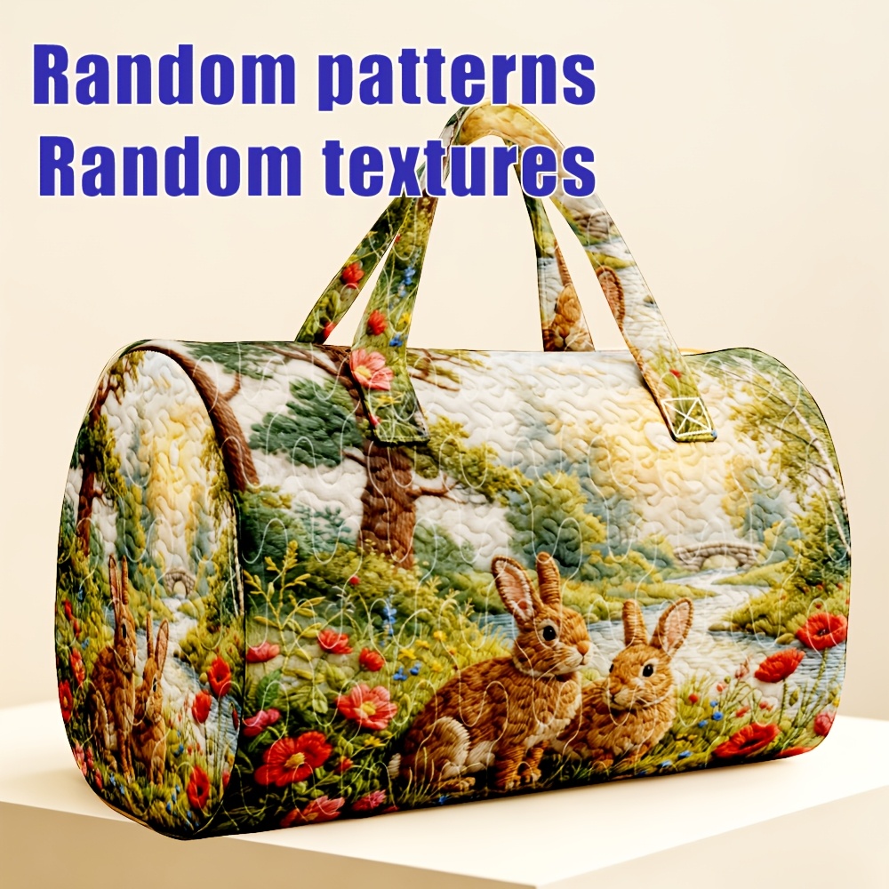 TEMU 1pc Rabbit Poppy Field Women's Cylindrical Handbag Printed Random Halloween Thanksgiving Christmas Gift