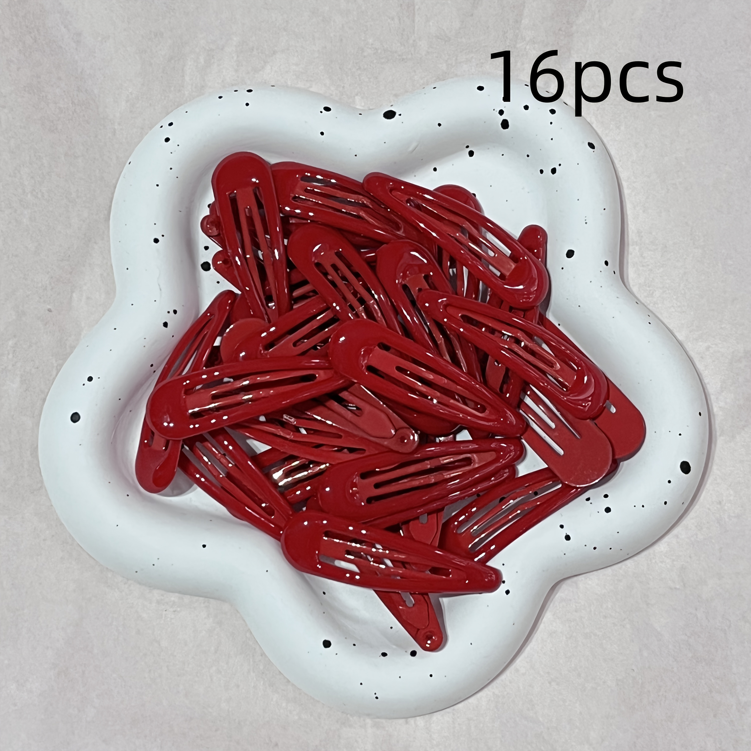 16pcs Red Minimalist Hair Clips, Teardrop Design Non-slip Bb Clips, Suitable For Bangs And Flyaways