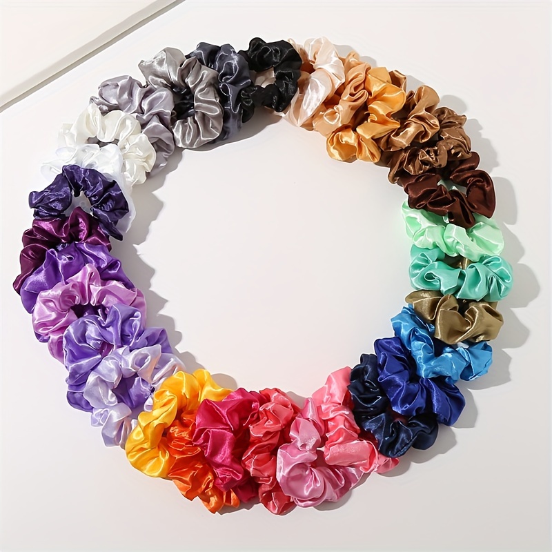 

30pcs Of Satin-like Silky Hair Ties For Women, Curly Hairstyles; A Great Gift For Girls For Thanksgiving And Christmas.