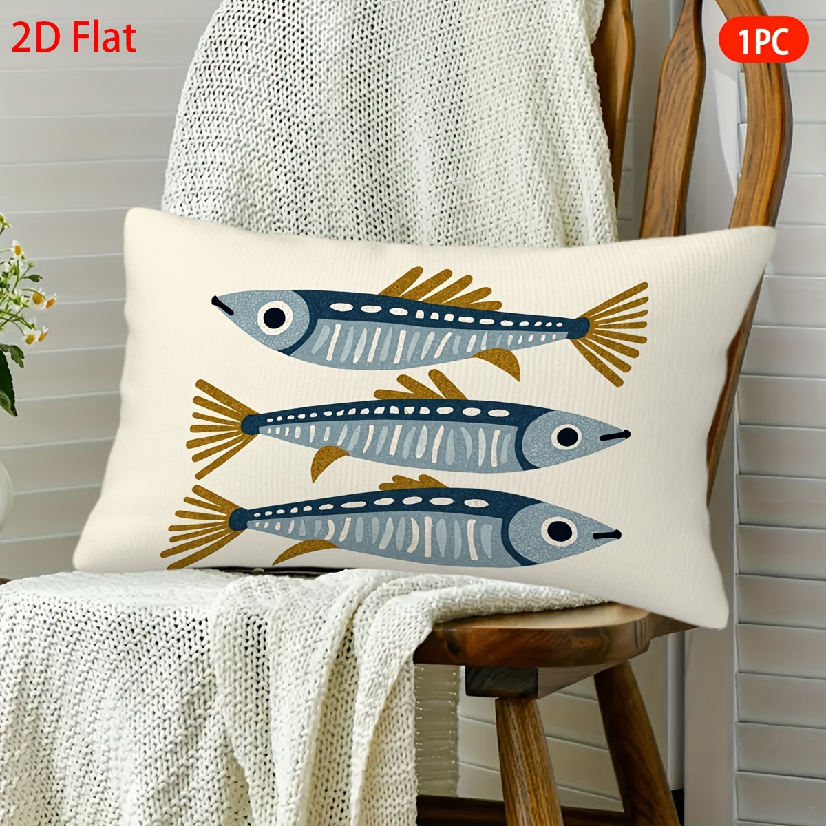 TEMU de Cojín 2D, 1 Pieza, Estampado de Tres Peces, Felpa Corta, Decoración para Sala, Costura , Decoración del Hogar, Impresión Cara, Accesorio para