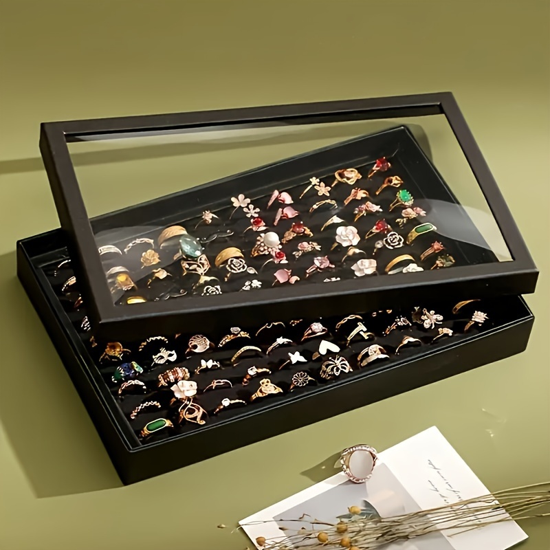 

Glass Jewelry Display Case With Slots For Rings And Earrings, Plastic And Paper Storage Box For Home Kitchen, Other (jewelry Boxes & Organizers)