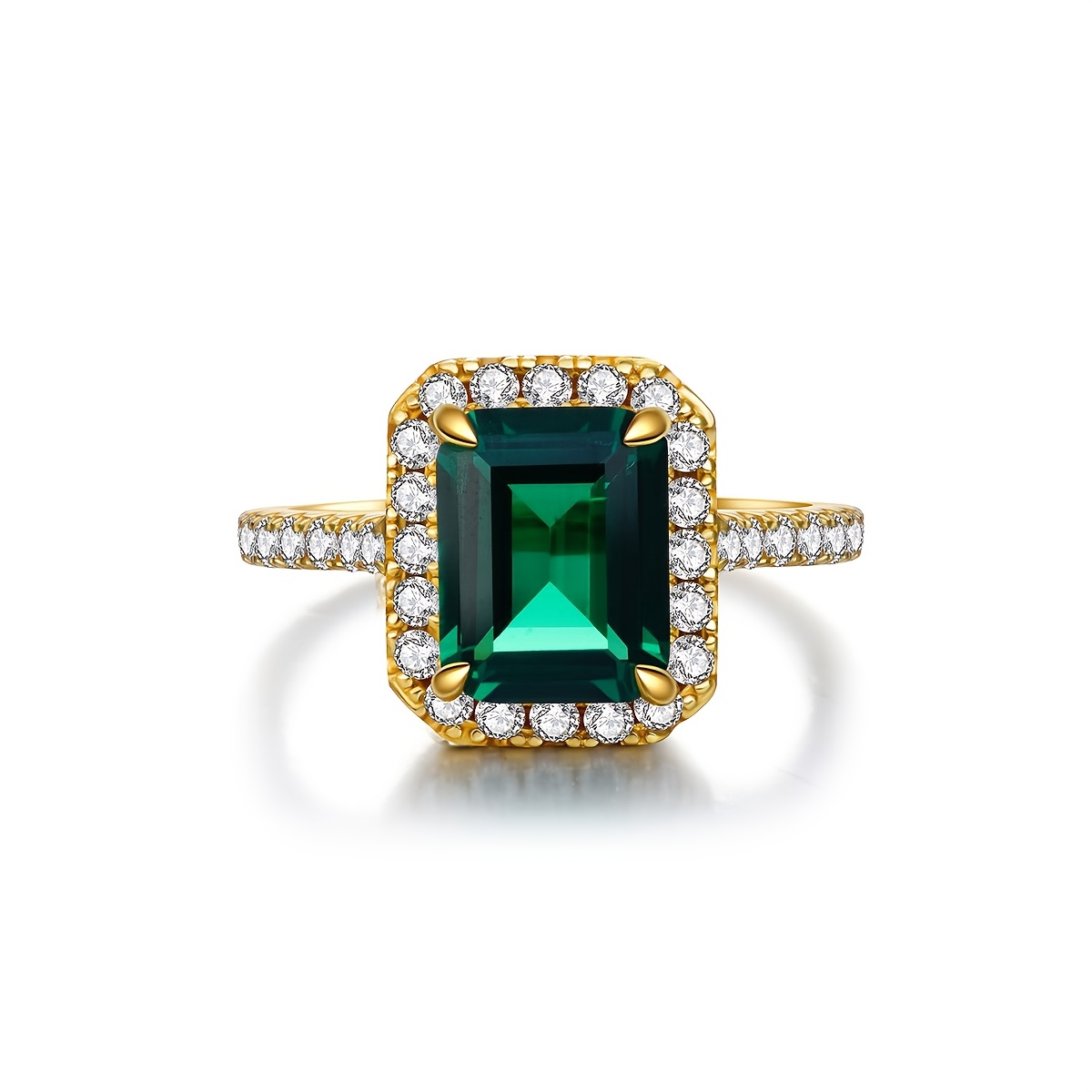 Vintage Green Zirconia Engagement Ring in S925 Silver