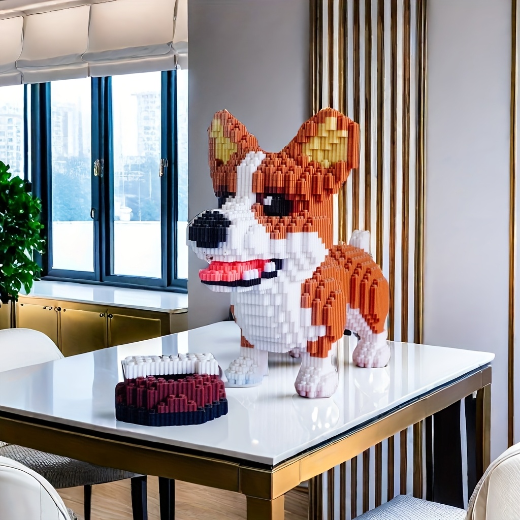 4000pcs cute corgi dog building blocks set adorable cartoon Temu