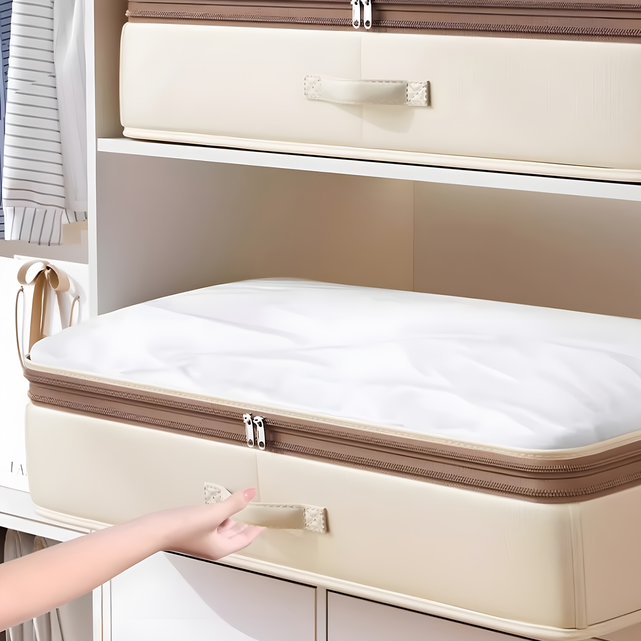 Foldable Under-Bed Storage Box with Stackable Design