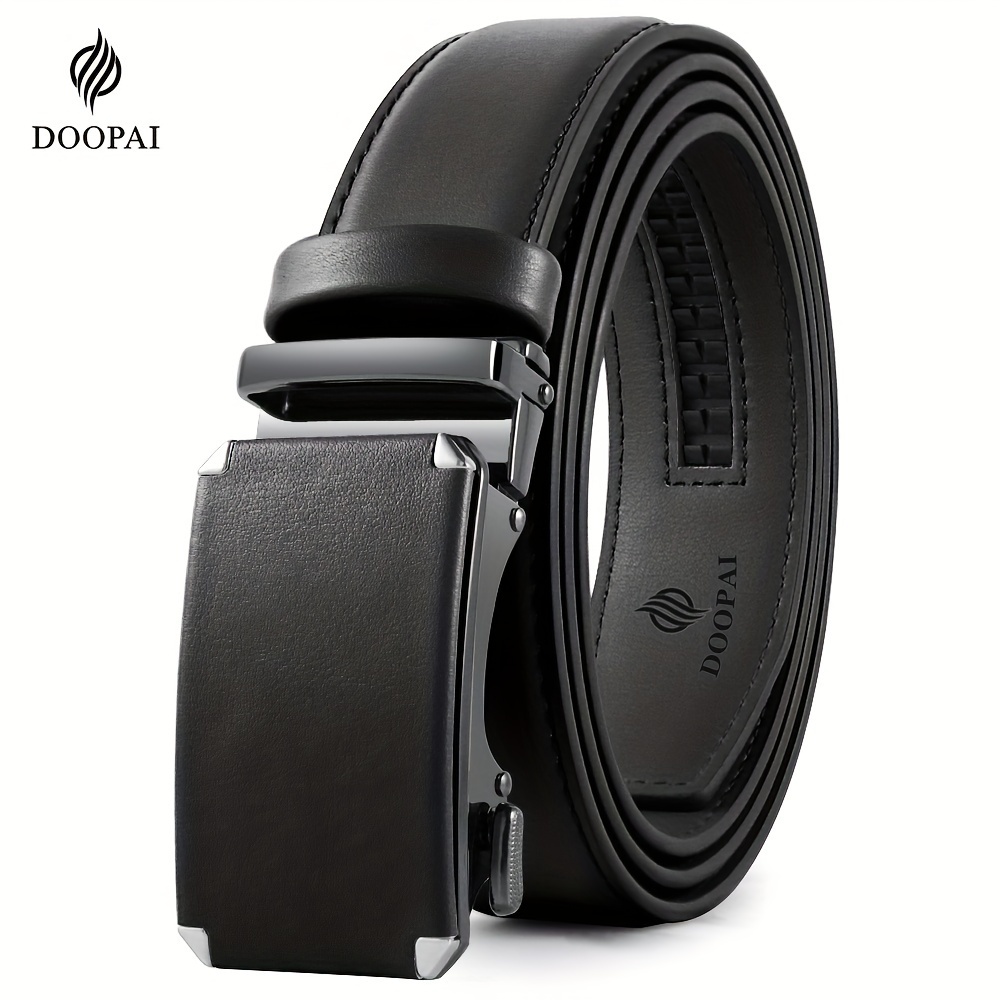 

1pc Adjustable Genuine Leather Cowhide Dress Belt, With Gift Box, Men's Belt