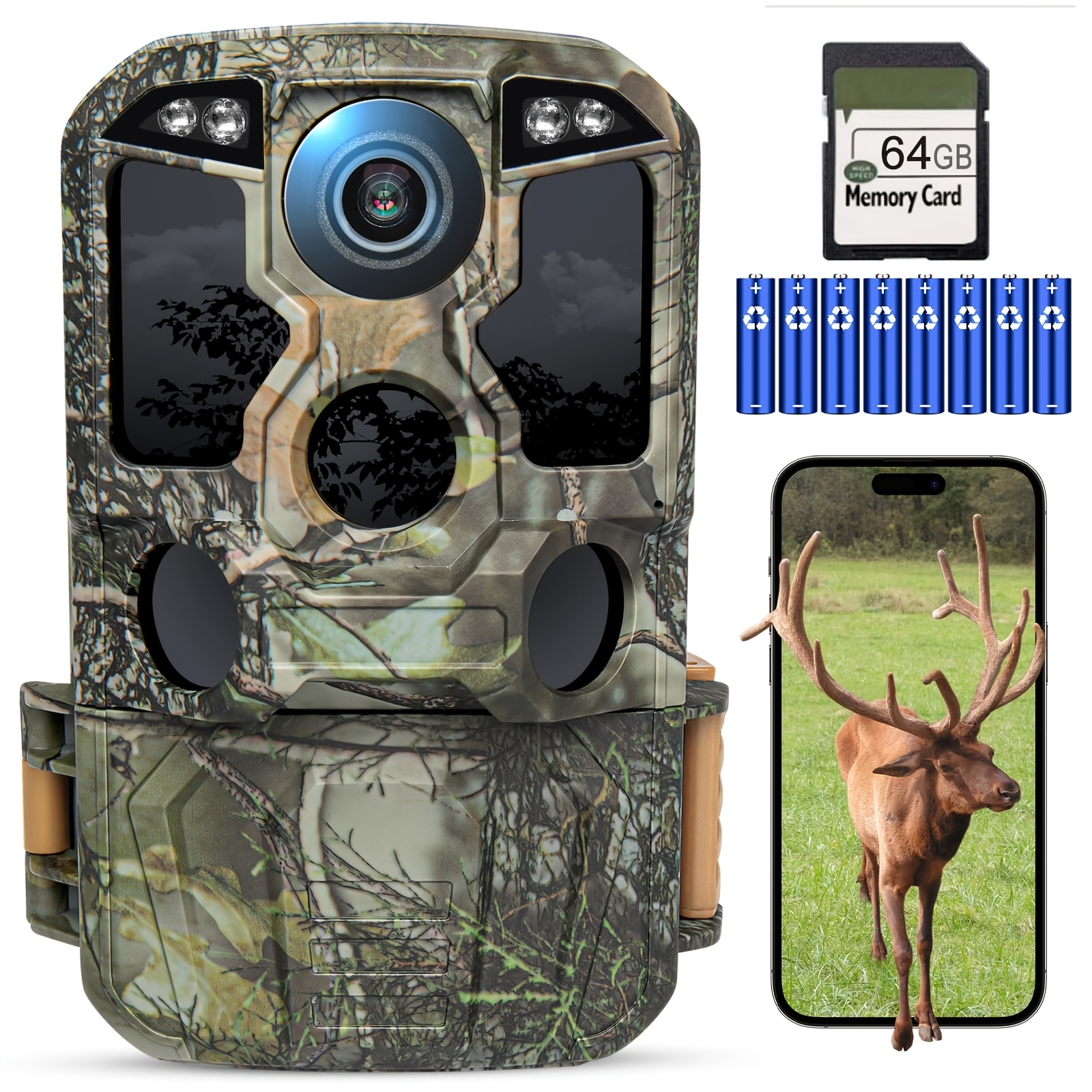 Trail Camera - 24MP 1296P Game Camera With Night Vision 0.2s Trigger