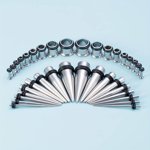 36pcs 6 10mm ear gauges stretching kit plugs eyelets stainless steel and plugs expander set body piercing kit random color