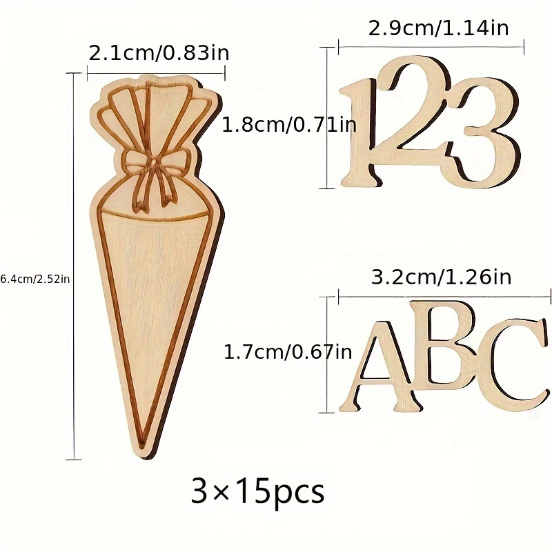 Image of 45 (3×15) Pieces Of Entrance Confetti Wooden School Bag Scattered Decoration School Table Decoration For School Entrance Party Etc.