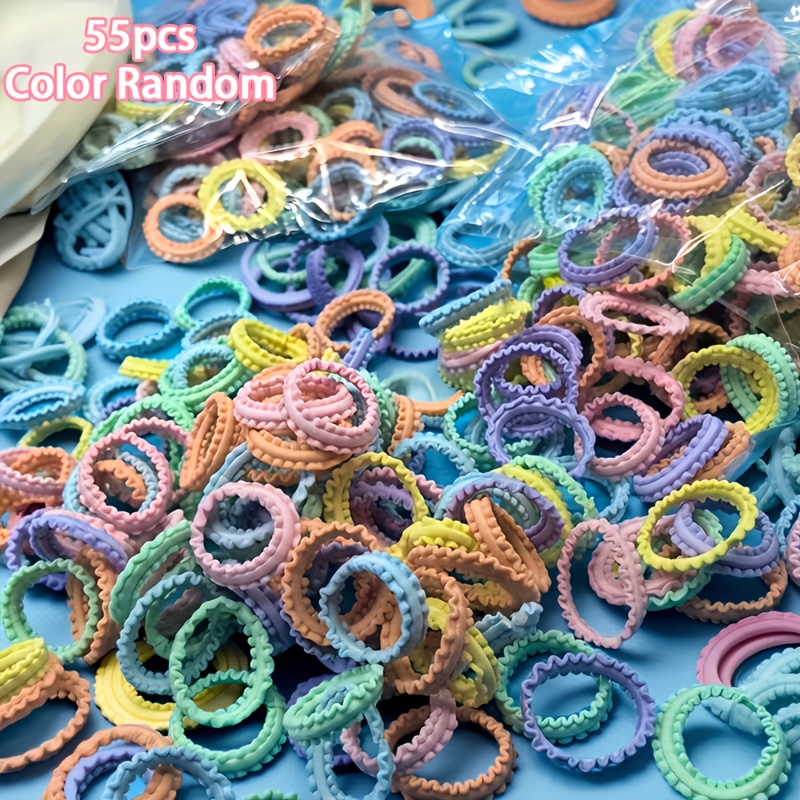 TEMU Random Color 55pcs Lace Thumb Rings, Colorful Hair Ties For Women - Non-damaging Elastic Bands With , Versatile Head Accessories And Gifts Ideal For Halloween, Thanksgiving & Christmas