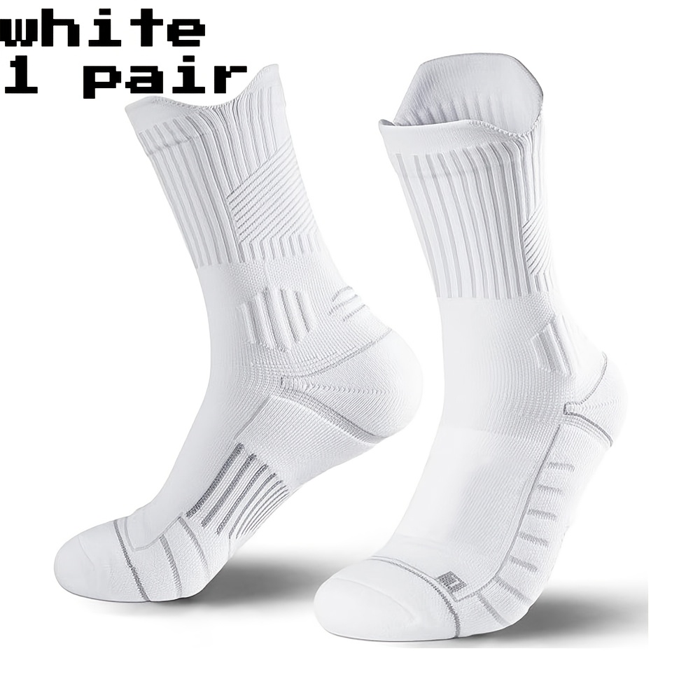 Image of 1/5 Pairs Random Colors Of Large Size Thick Air Cushion Combat Non-slip Mid-length Socks Towel Bottom Sports Socks Professional Basketball Socks
