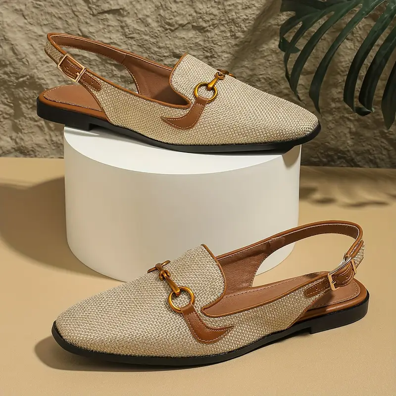 women s retro flat sandals elegant square toe buckle strap details 2