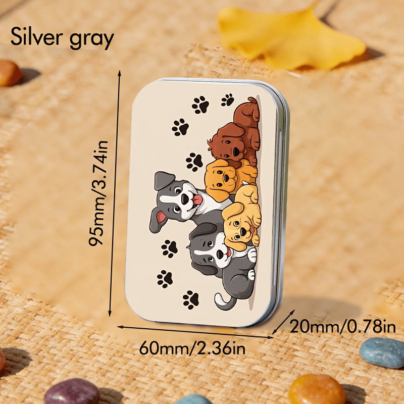 TEMU 1 stuks 2D Geprinte Schattige Cartoon Hondenpootafdruk Metalen Doos Floss Doos Sieradendoos, Halloween Creatief Koppels Cadeau Familie Vakantie