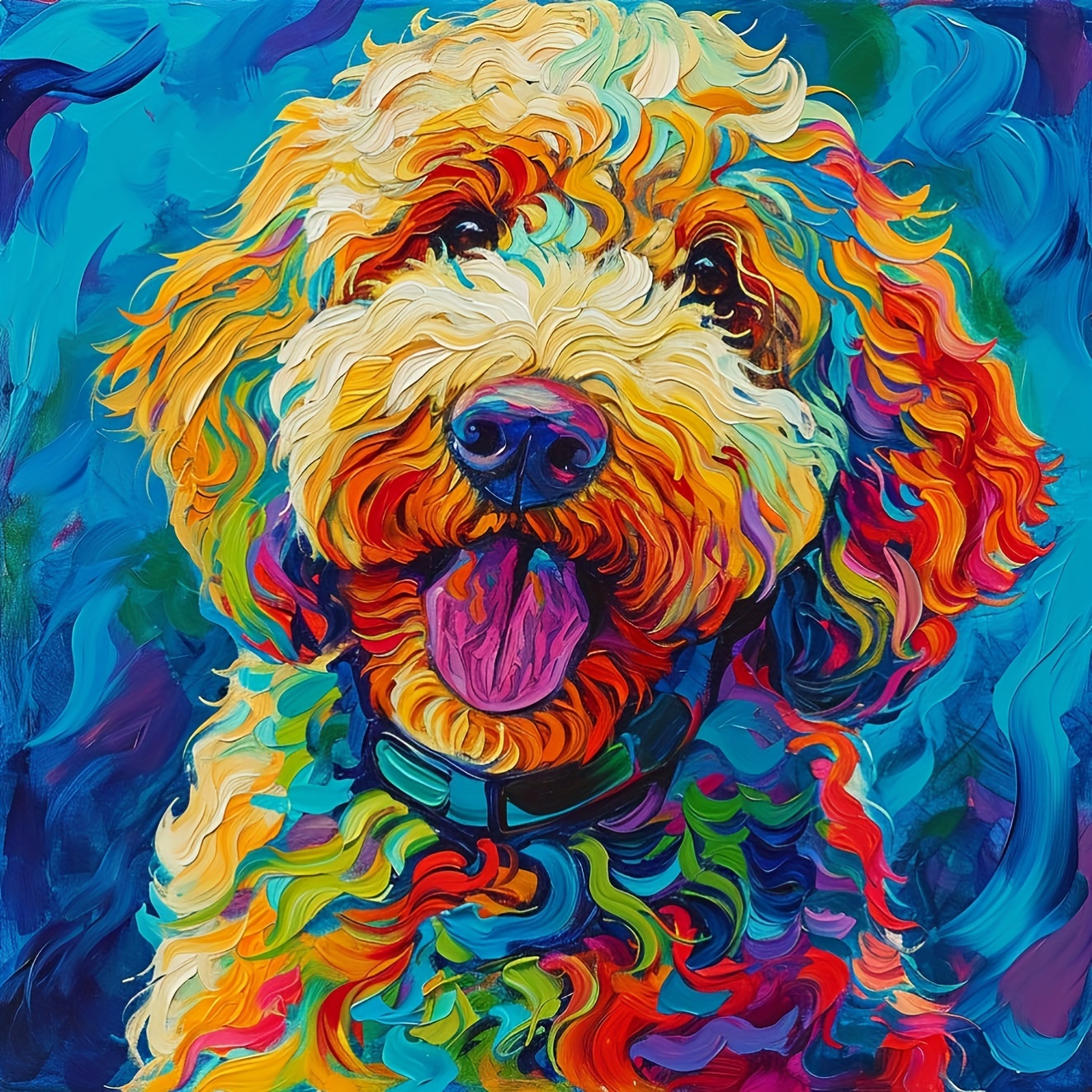 

1pc Large Size 40x40cm/15.7x15.7in Without Frame Diy 5d Artificial Diamond Art Painting Happy Dog, Full Rhinestone Painting, Diamond Art Embroidery Kits, Handmade Home Room Office Wall Decor