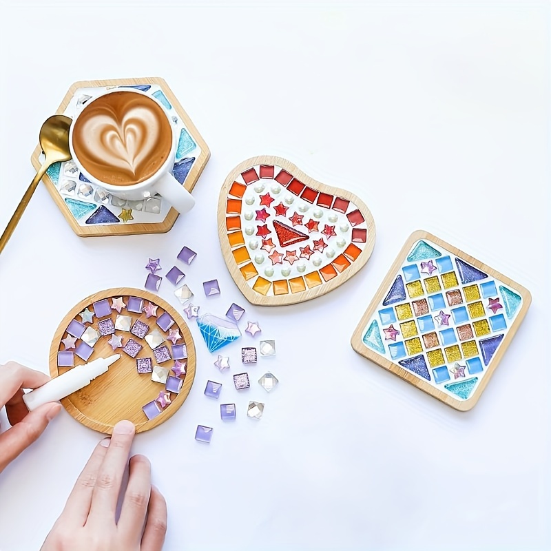 

G-diao Diy Mosaic Coaster Kit - Glass Tile Crafting Set For Home Decor And Gift