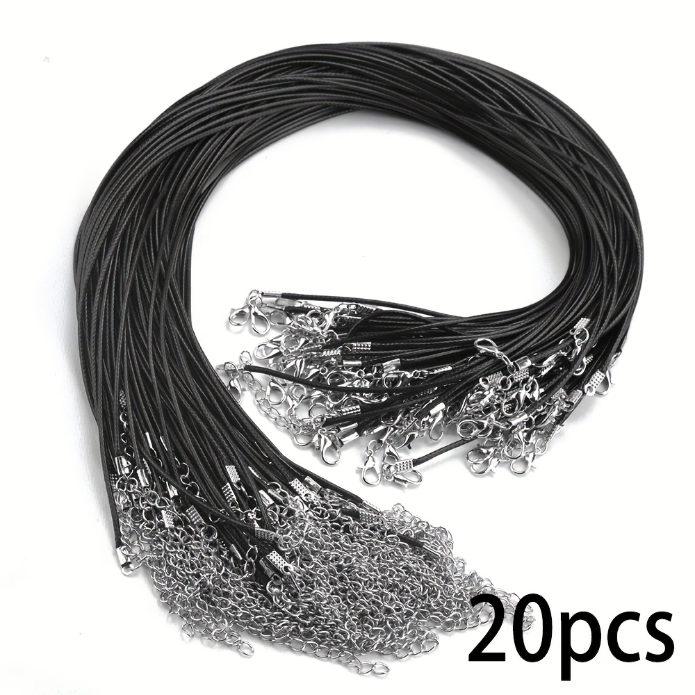 10/20/50pcs Black Pu Leather Rope For | Necklace Pendant String & Adjustable Bracelet Making Kit - 1.5mm Braided Cord With Metal Ends, Leather Craft Beading Supplies