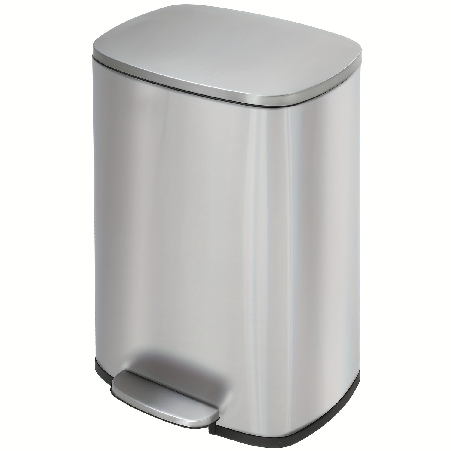 

13 Gallon/50 Liter Trash Can, Fingerprint Proof Stainless Steel Kitchen Garbage Can With Removable Inner Bucket And Hinged Lids, Pedal Rubbish Bin For Home Office