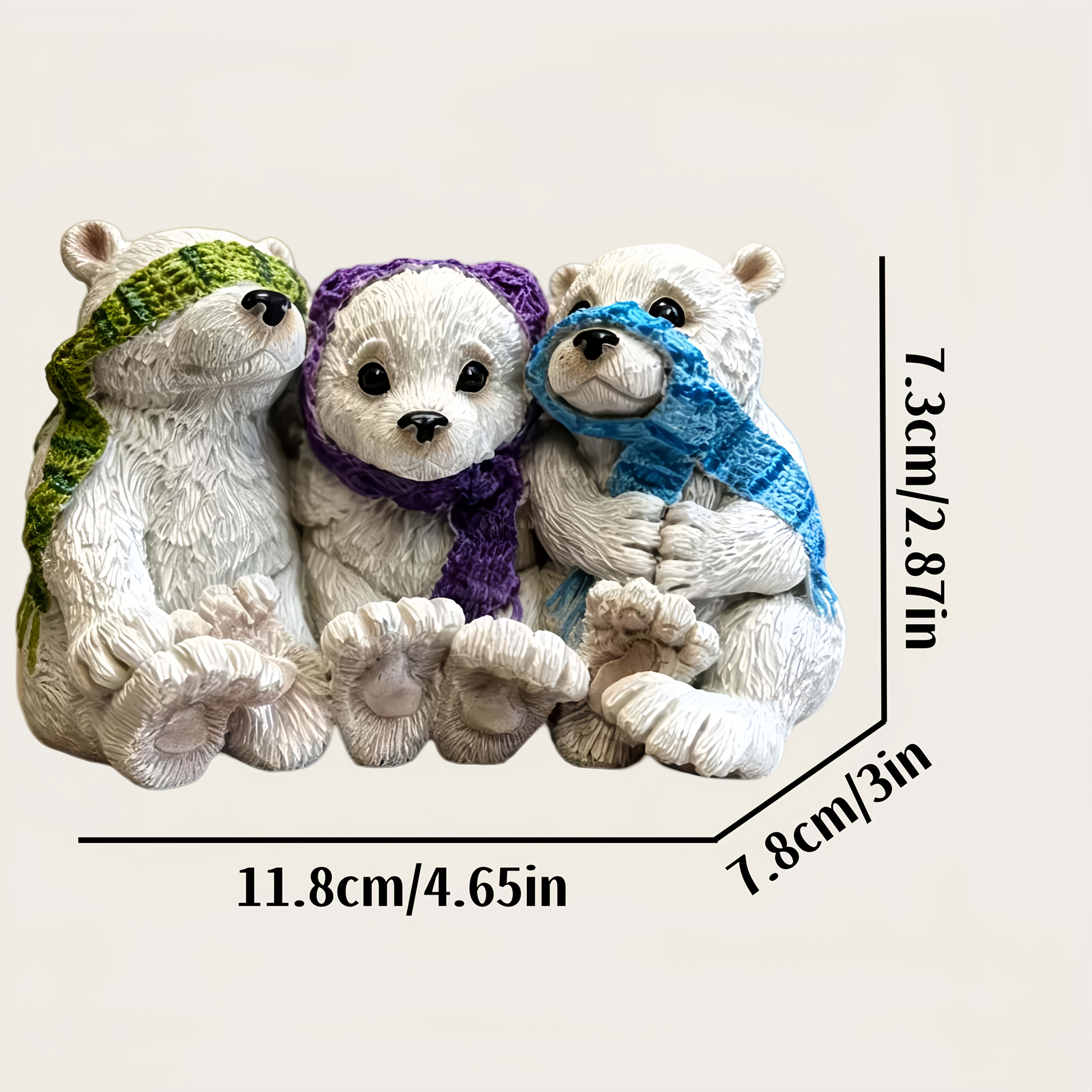 TEMU 1pc Adorable 3 White Figurine, Classic No Evil See No Evil Speak No Evil Posture, Resin Craft, Room Office Balcony Garden Decoration, Ideal Gift