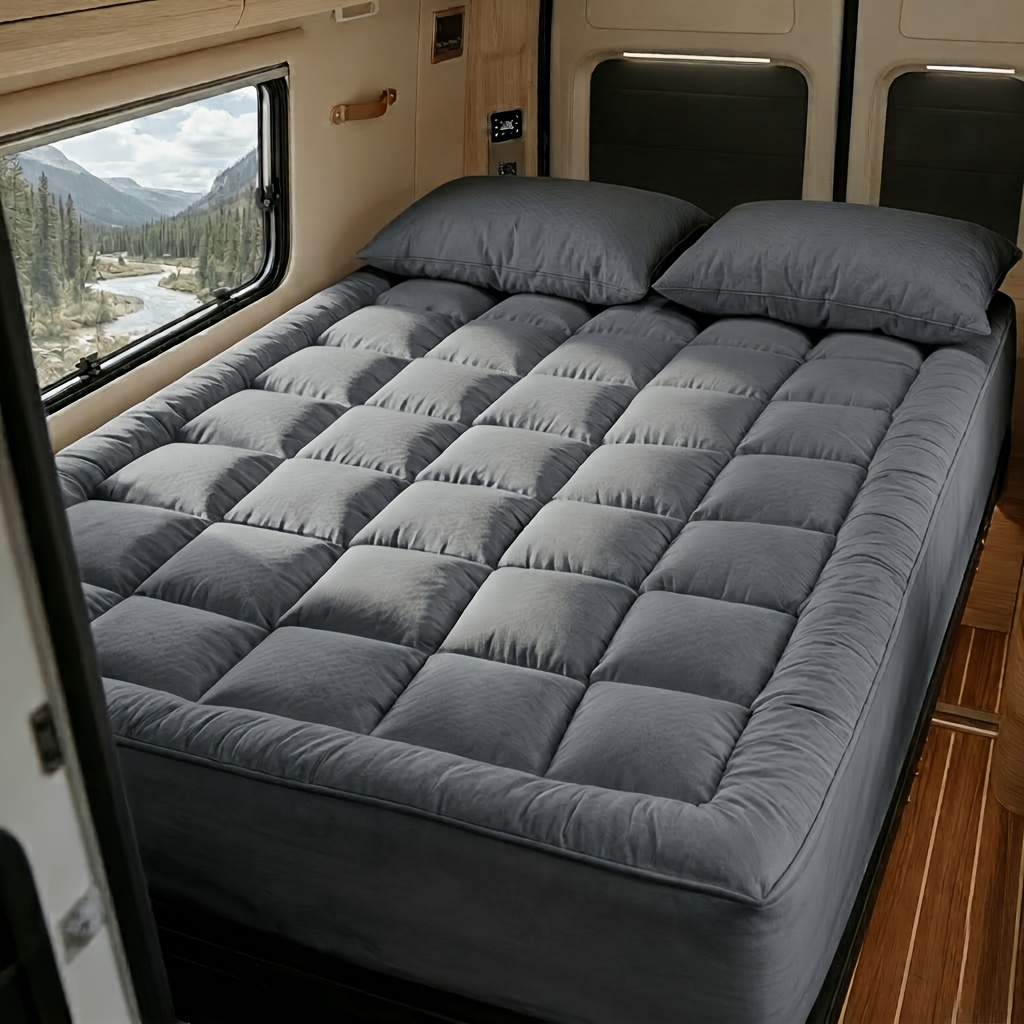 E-shop RV Matratzenauflage Extra Dick 400GSM, Kissenauflage Gesteppte Unterlage für Wohnmobil Wohnwagen Anhänger Bett, Weiche Kühlende Atmungsaktive