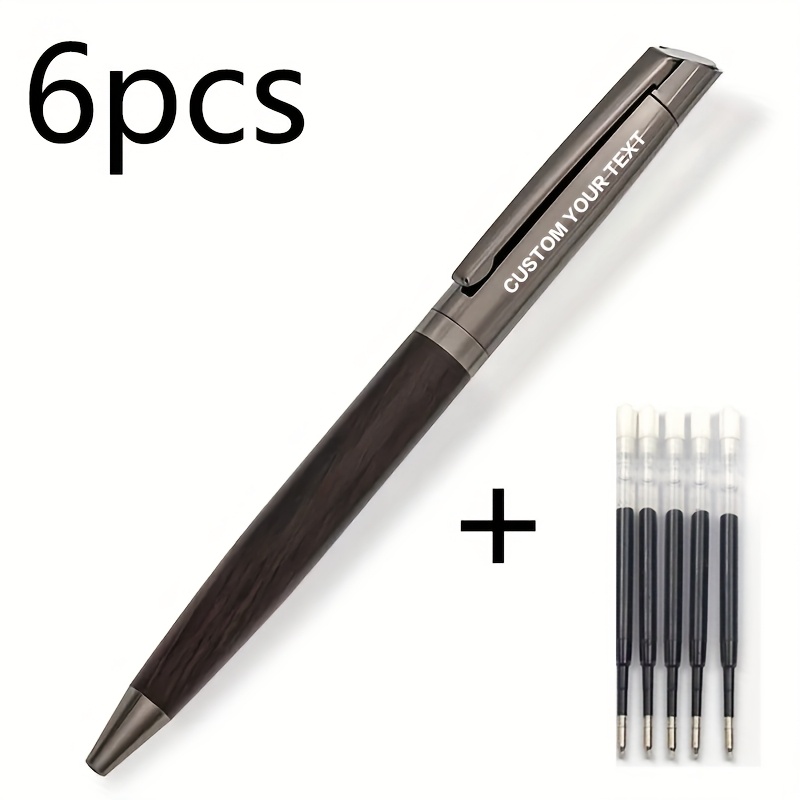 E-shop 6 Stück (1 Stift + 5 Nachfüllminen) Luxus-Metallstifte mit kostenloser Lasergravur für Bürobedarf, Geschäft, flüssiges Schreiben, Geschenke zum