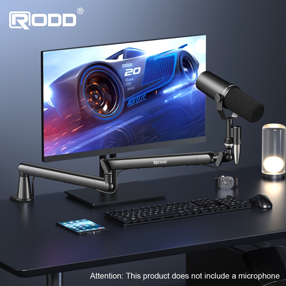 

Rodd Aluminum Alloy Microphone Boom Arm Stand With Desk Clamp, Screw Adapters, Cable Management, For Podcast, Streaming, Gaming Studio, Xlr Connector Compatible