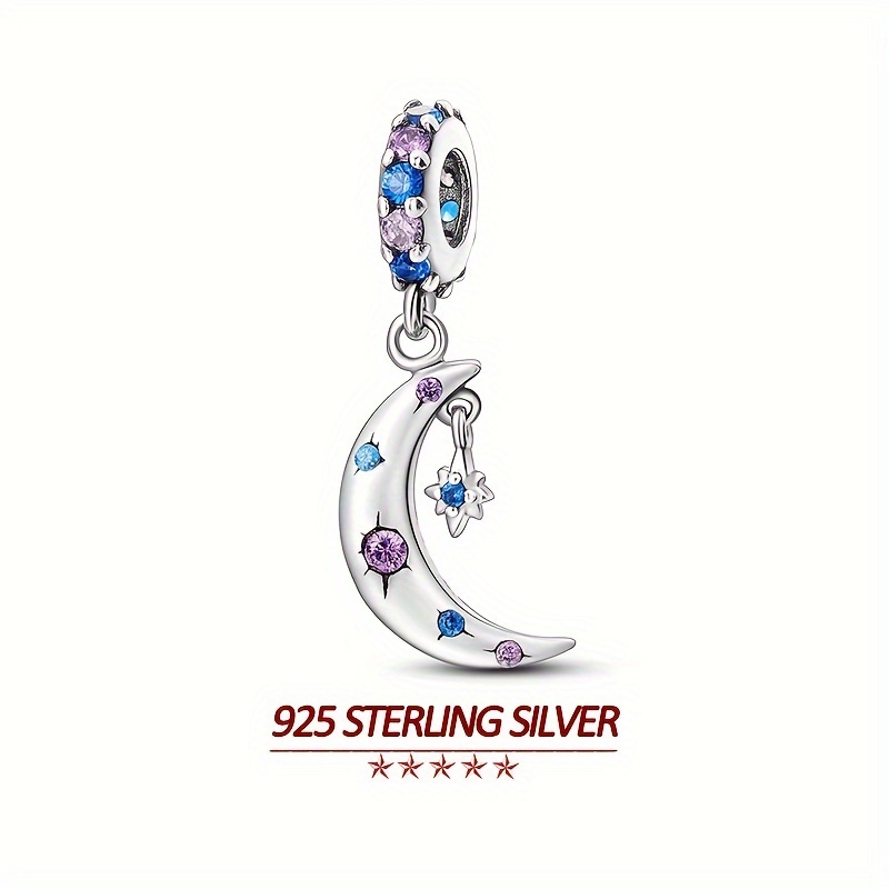

Original 925 Sterling Silver High Quality Pendant Charms For Women Fits Original Brand Bracelet Colorful Zircon Minimalist Design Moon Pendant Jewelry Gifts For Women