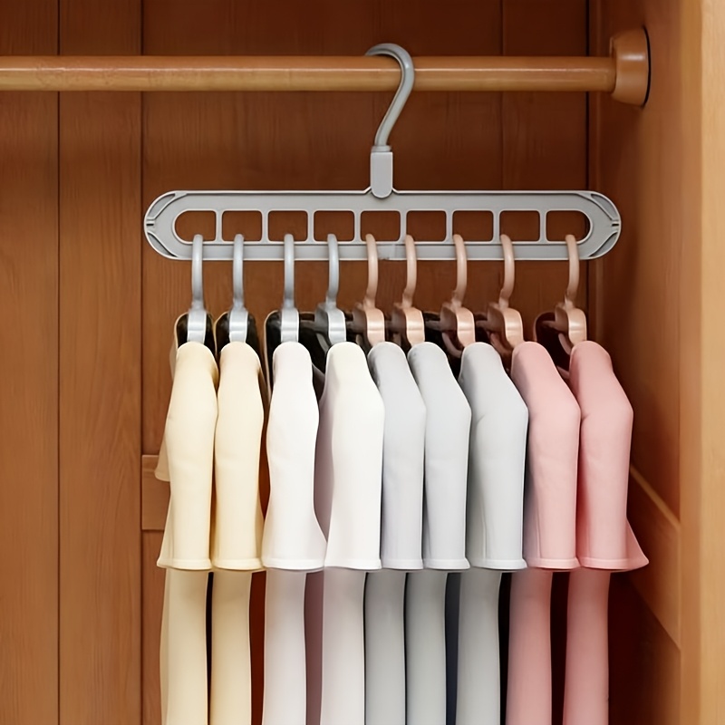 1  functional clothes hanger with 9 hole 1pc random colors hanging foldable clothes storage tool hanger for pants shirt bags storage organzier supplies