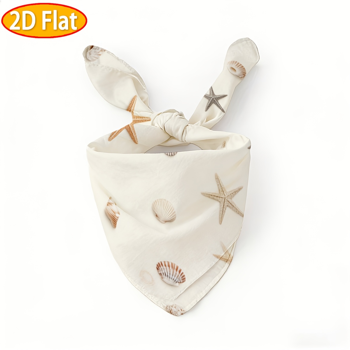 TEMU 2d Flat, 1pc, Women's Scarf, Starfish And Seashell Pattern Square Scarf, A For Valentine's Day, Easter, Halloween, And Christmas Gifts. Features