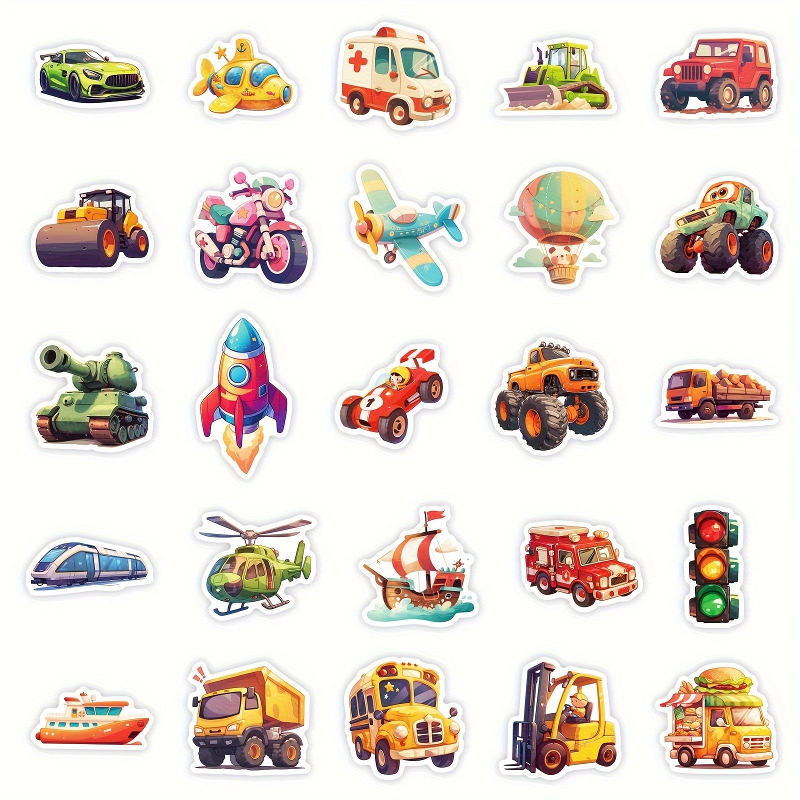 Cute Cartoon Vehicle Stickers Durable Polypropylene Reusable Temu