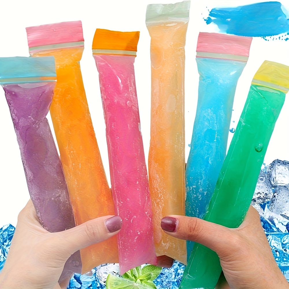 50 100pcs random colors disposable self sealing stackable   bags   material colorful plastic freezer bags suitable for roostertails beverages   and party supplies beverage cooling essentials  