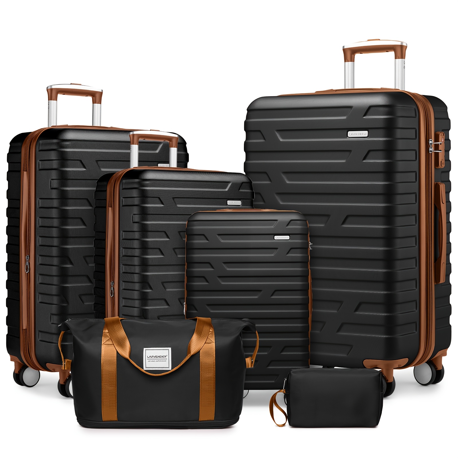 E-shop 6-teiliges Kofferset Hartschalenkoffer (nur 24/28 Zoll) mit Spinner-Rädern, TSA-Schloss, leichtes Reisegepäck, ABS Großraum-Koffer für Reisen
