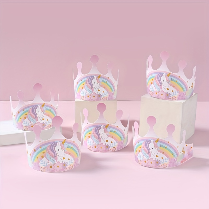 

6pcs Rainbow Unicorn Paper Hats - Birthday, Wedding & Shower Parties | Party Decorations, Party Decoration, 1st Birthday Party Supplies