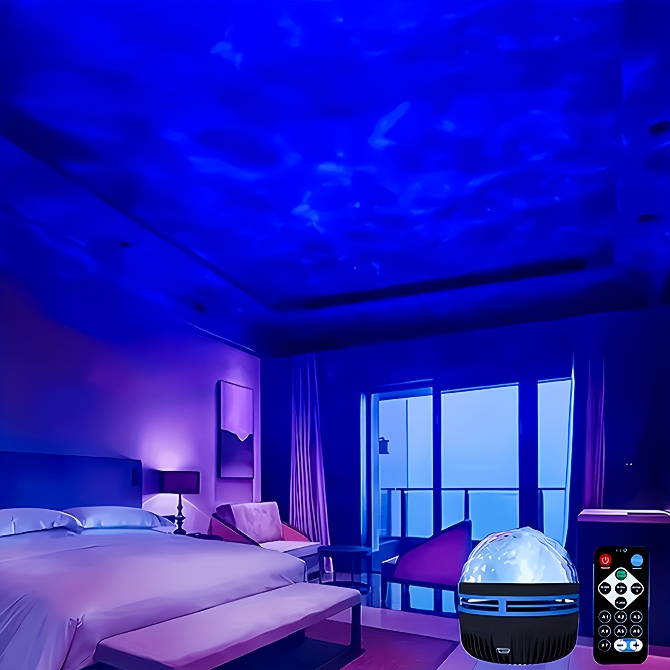 

1pc Galaxy Projector Water Ripple Led Night Light, Usb Powered Starry Light With Remote Control Bedroom Atmosphere, Ideal For Wedding, Christmas, Halloween & Travel Eid Al-adha Mubarak