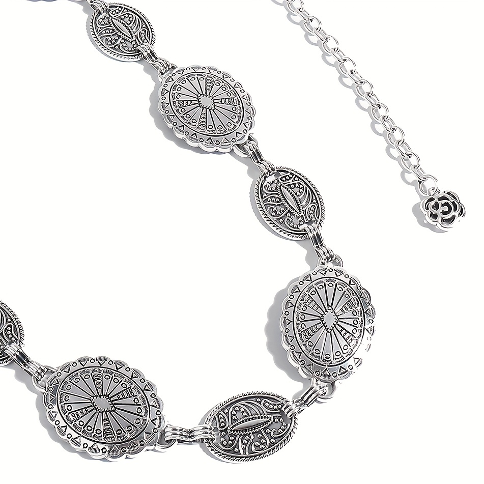 set 2 womens metal oval belt chains spring summer bohemian  display picture 3