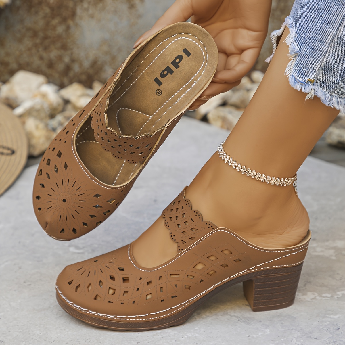 womens breathable cutout mules lightweight design for summer   office commutes and   women shoes cn36 eu36 light brown 1 6
